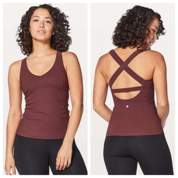 Lululemon Long Breath 2-In-1 Tank‎ Redwood / Auburn - Picture 1 of 4